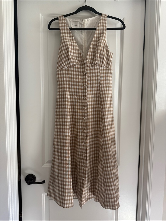 Reformation Dresses & Skirts - Reformation Beige Gingham Button-Front Midi Dress